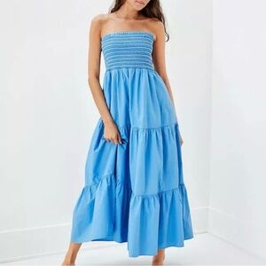 American Eagle Outfitters Blue Strapless Sundress